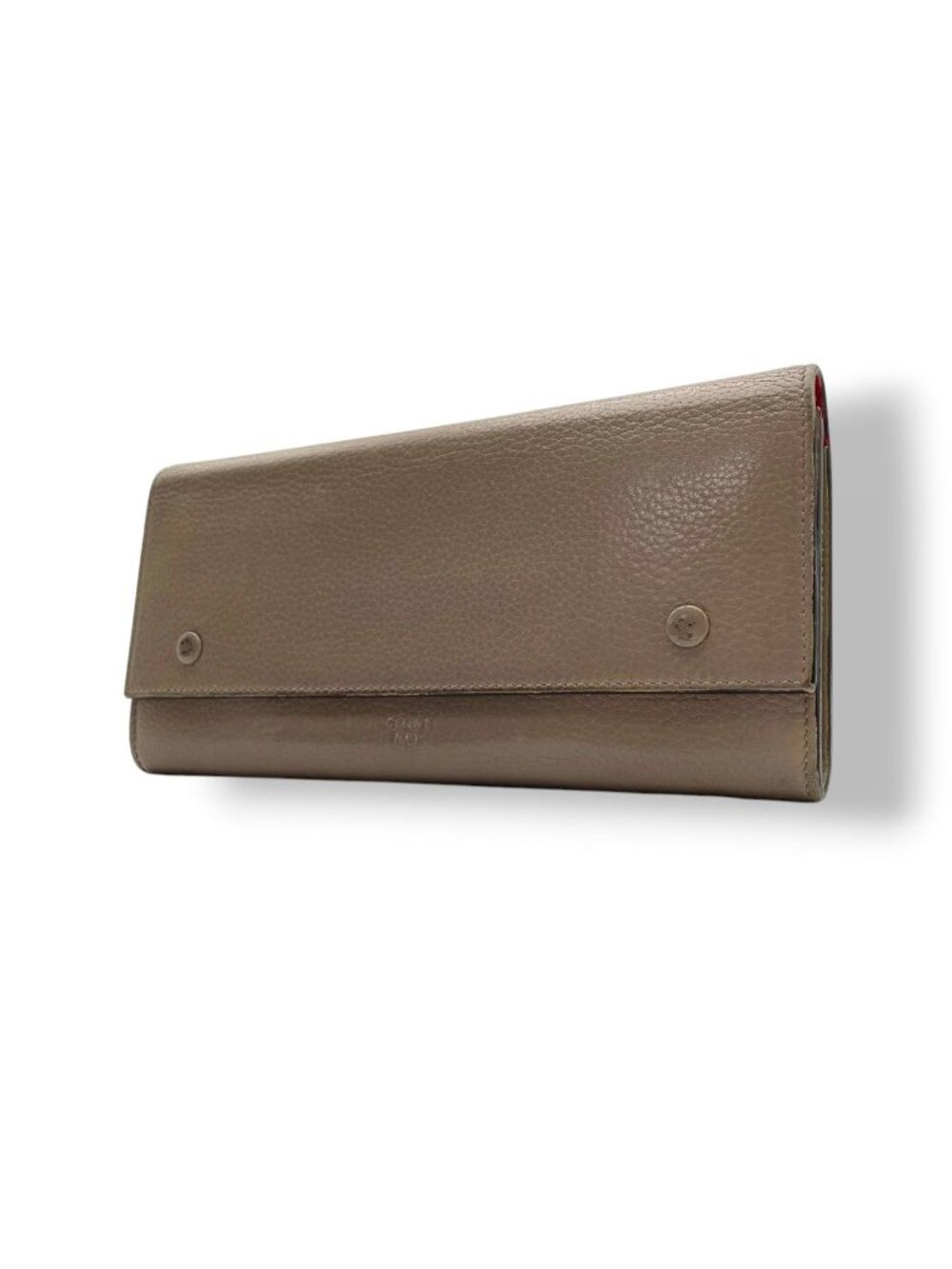 Celine Wallet Flap Leather Beige Gold Classic Vintage Retro Daily Outing - Picture 1 of 10